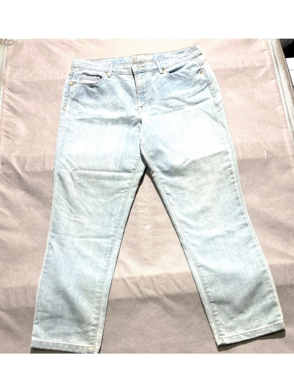 Anne Klein Womens Light Wash Straight-Leg Stretch Jeans Size 12 Cotton Blend